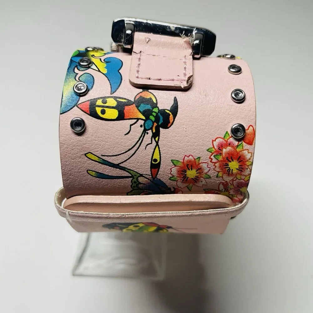 Ed Hardy Leather Pink Floral Watch. 0054 - Picture 5 of 9